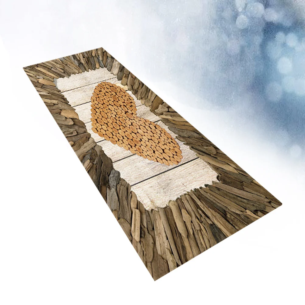 

120Cm Wooden Pattern Floor Mat Non-Slip For Bathroom Bedroom Shower Tub Living Room Dorm Foot Textile