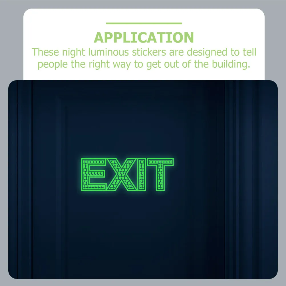 

3Pcs Exit Photoluminescent Sign Sticker Light Green Wall Sticker for Emergency Exit Direction Way