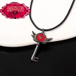 Hazbin Anime Hotel Key Necklace Love Heart Wings Pendant Necklace For Women Men Choker Cosplay Accessories Jewelry Gifts