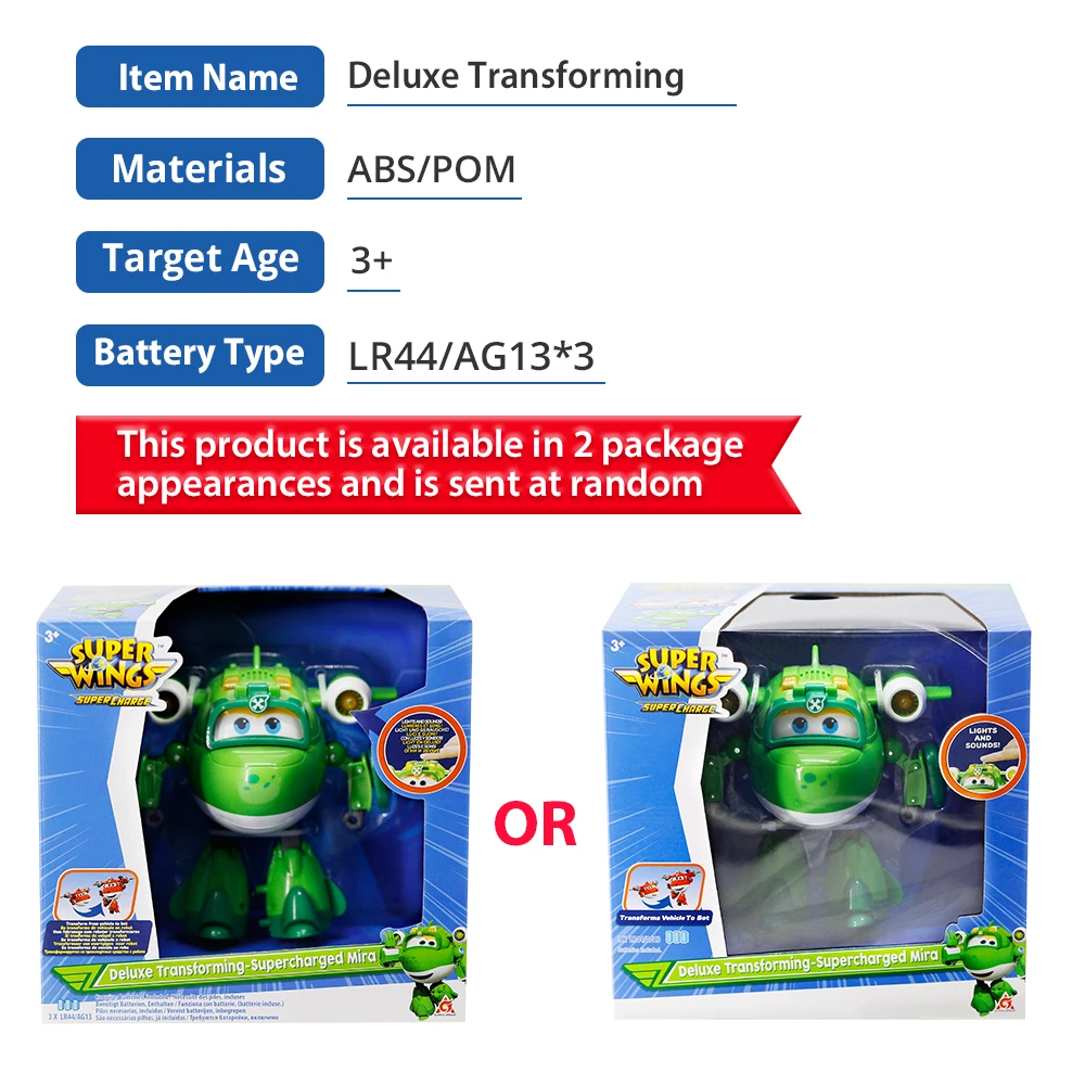 Super Wings 6นิ้ว Deluxe Transforming Supercharged Mira เปลี่ยนเครื่องบินหุ่นยนต์ที่มีไฟเสียง Action Figures ของเล่น