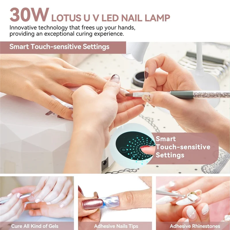 -ESTR Mini Gel Polish Drying Lamp Rechargeable UV LED Nail Lamp Goosenecks Cordless Nail Lamp For Gel Nail Quick Drying