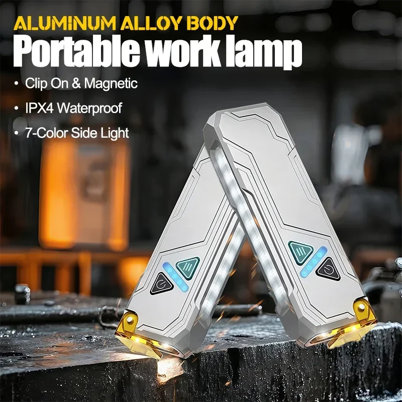 متعدد الألوان التخييم ضوء مرفق مغناطيسي USB قابلة للشحن الألومنيوم البناء الأبيض الأرجواني الضوء الرئيسي 7 ألوان الجانب مصباح