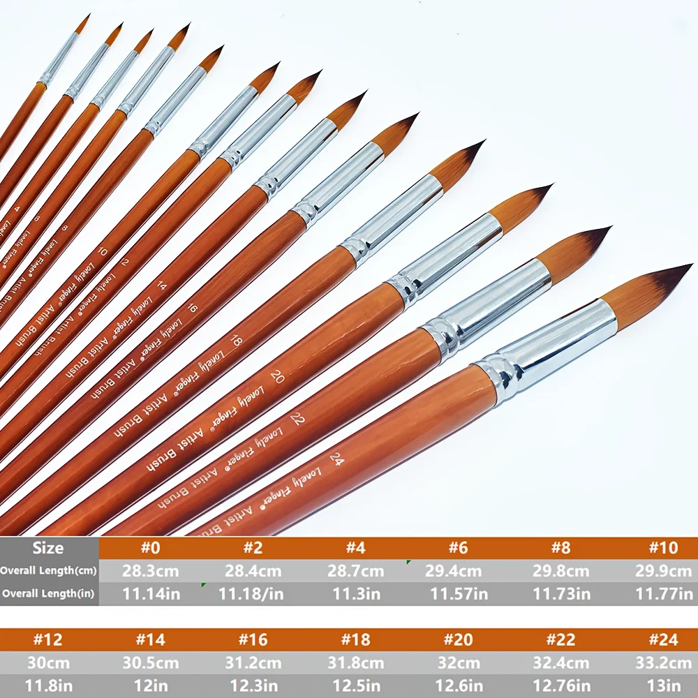 مجموعة فرش طلاء كبيرة بمقبض طويل مكونة من 13 قطعة مع شعر نايلون، للمحترفين والفنانين، رسم زيتي بالألوان المائية من الأكريليك