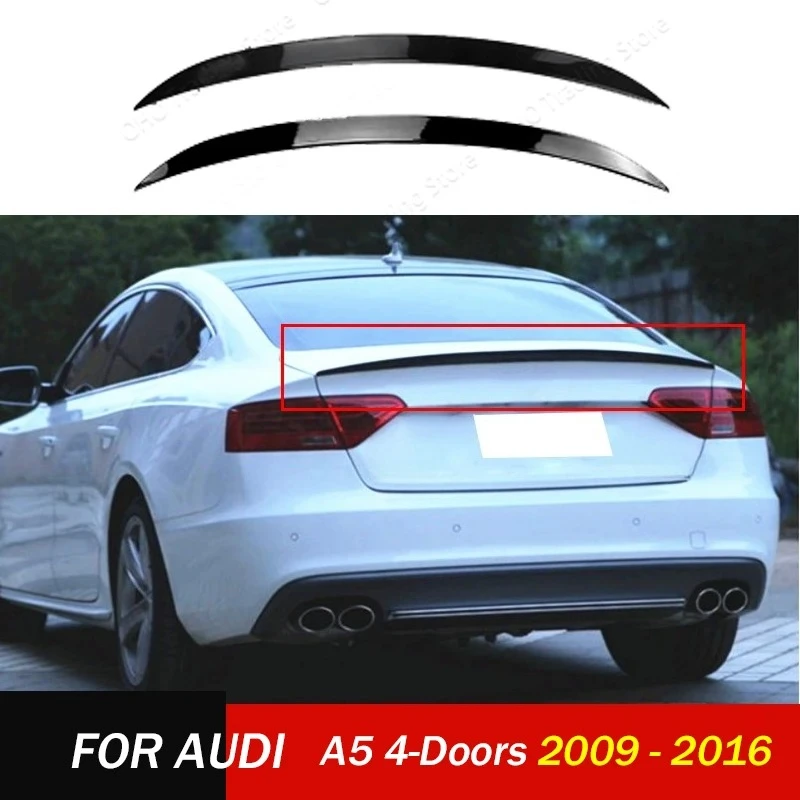 Rear Trunk Spoiler for Audi A5 4-Doors S5 Style 2009-2016 Carbon Fiber Look Car Rear Roof Splitter Tail Wing Tuning Accessories