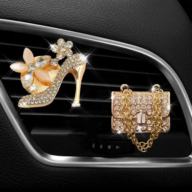 Rhinestone Vent Clips For Car Car Perfume Clip High Heel Decorative Car Air Freshener Clip For Girls Women Stylish Car