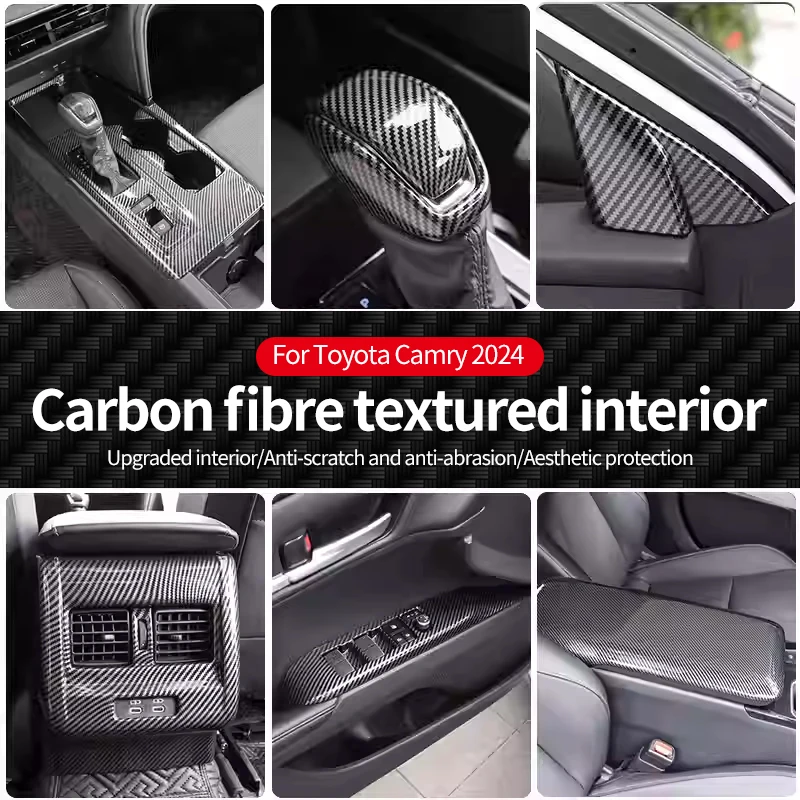 Carbon Fiber Modification Kits For Toyota Camry 2024 2025 Car Central Control Gear Cover Shift Panel Armrest Box Lid Frame