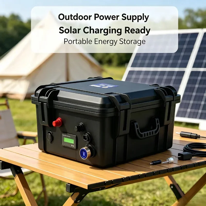 Unité Batterie LiFePO4 12V 200Ah Rechargeable, Cellules Étanches Lithium‑Fer‑Phosphate, Convient Voiturette de Golf, RV et Systè