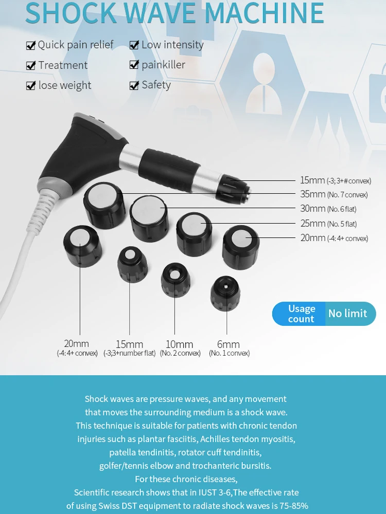 High Quality Probe Directly Replacement For ED Shockwave Therapy Transmitter for Pneumatic Shock Wave Treatment Machine