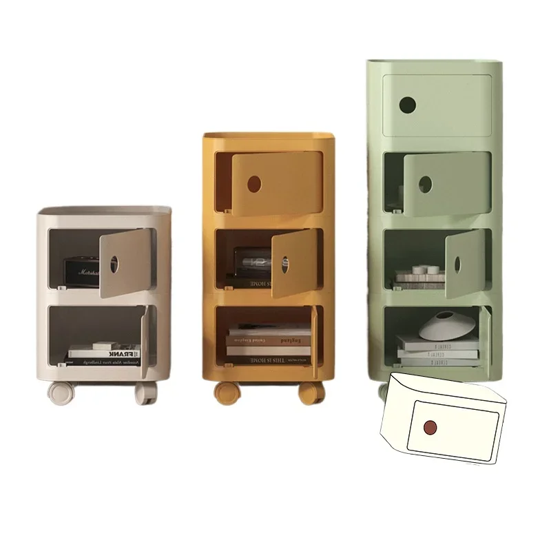 

Cream wind bedside table Square creative cabinet Children's small narrow side bedside table Plastic shelf Simple and modern