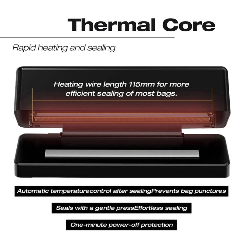 سدادة حقيبة حرارية صغيرة لتخزين الطعام ، سدادة رقاقة ، لا تحتاج إلى تسخين مسبق ، 3 تروس قابلة للتعديل