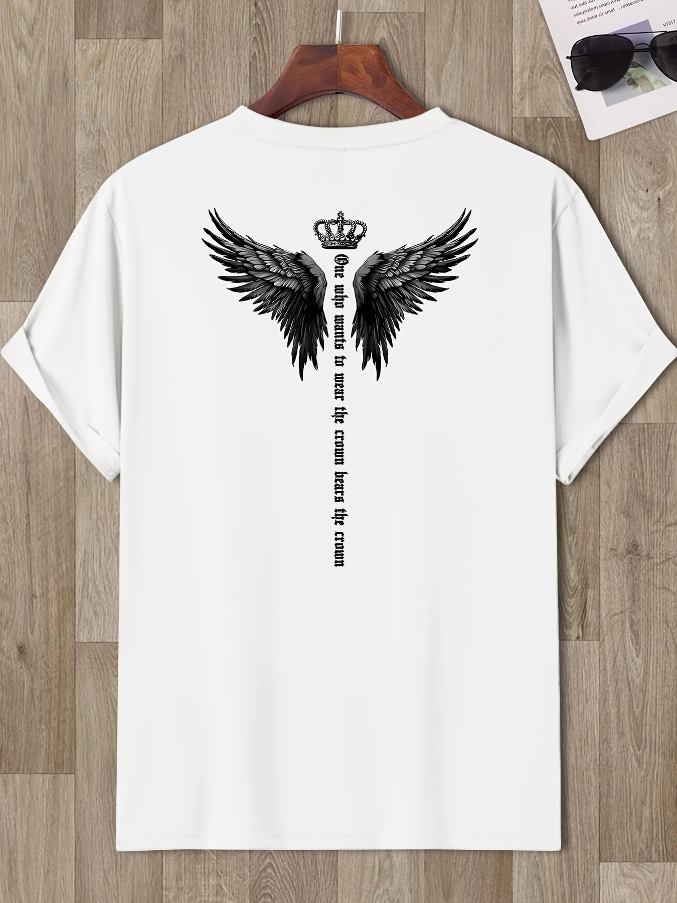 Summer men's and women's 100% pure cotton casual black eagle and crown design pattern loose round neck short sleeved T-shirt top