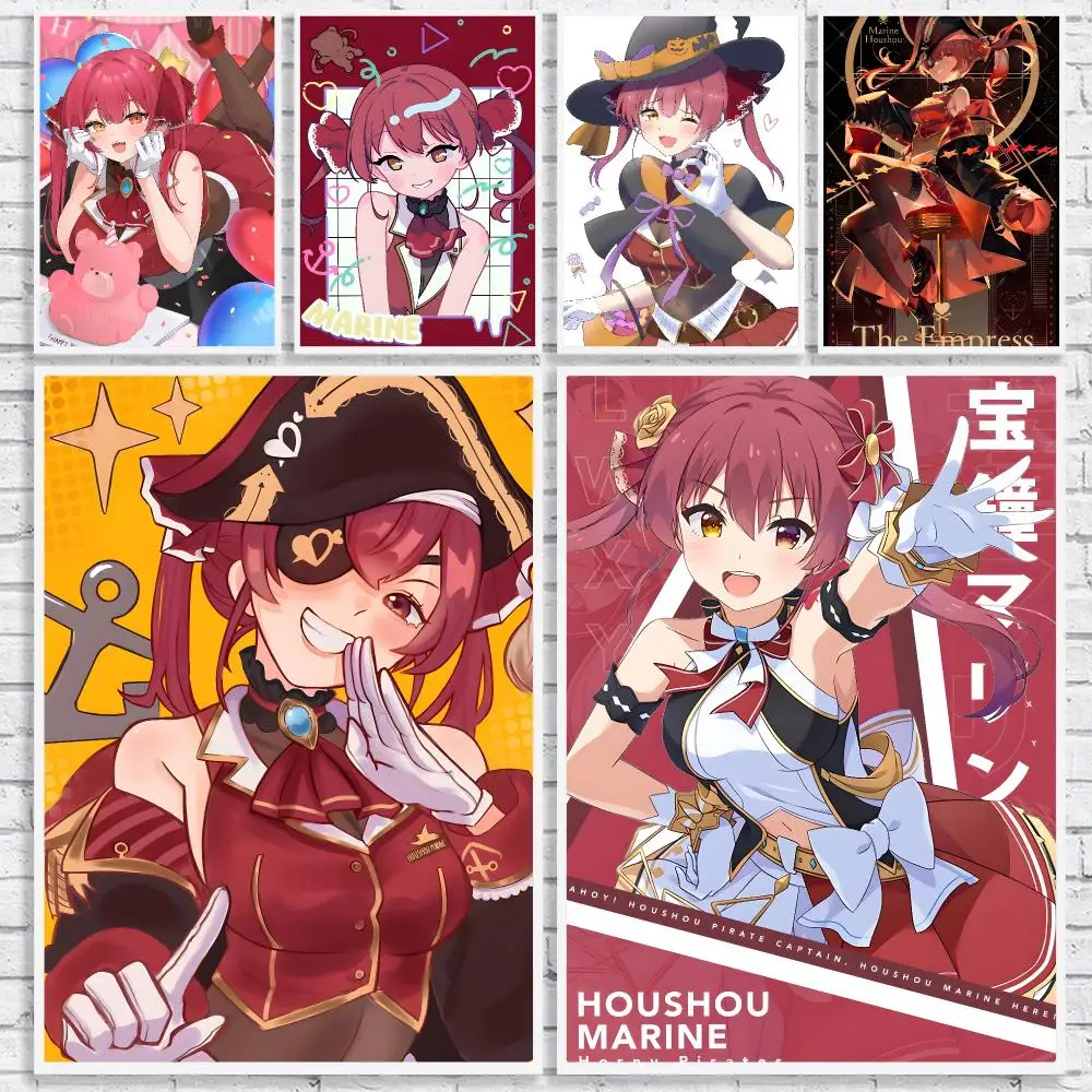 Web Online Anime H-Houshou Marine Poster High-Quality Canvas Wall Mural Crease-Free For Living Room Bedroom Interiors