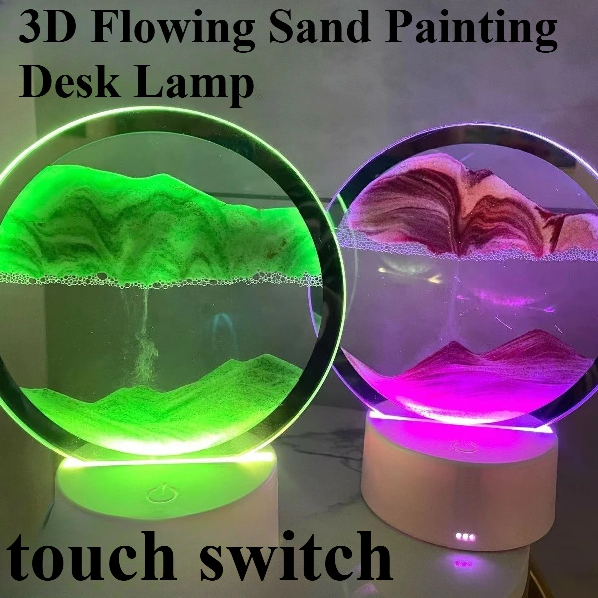 

Creative 3D Dynamic Flowing Sand Painting Night Light Ornament Hourglass Desktop Decompression Decoration