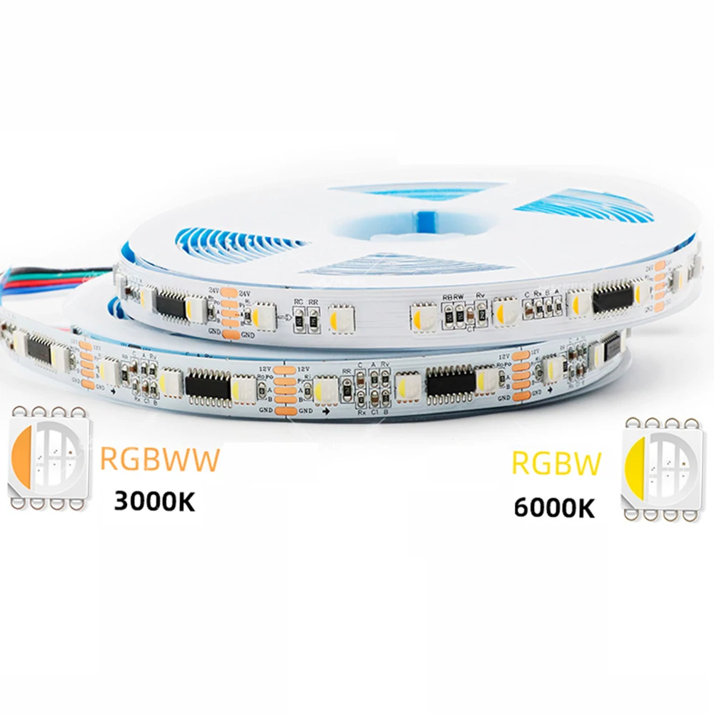 DMX512 LED Pixel Light Strip RGBW RGBWW 4 in 1 SMD 5050 TM512AC IC DC 12V 24V 60LEDs/M 5M DMX Addressable Tape For KTV Bar