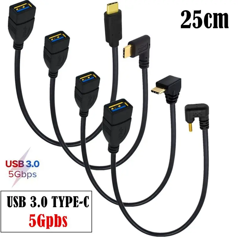 Gold Plated OTG Cable USB3.1 Data Cable AF TO Type-C Interface To USB3.0 Female Flat Plate Connection Cable 25cm