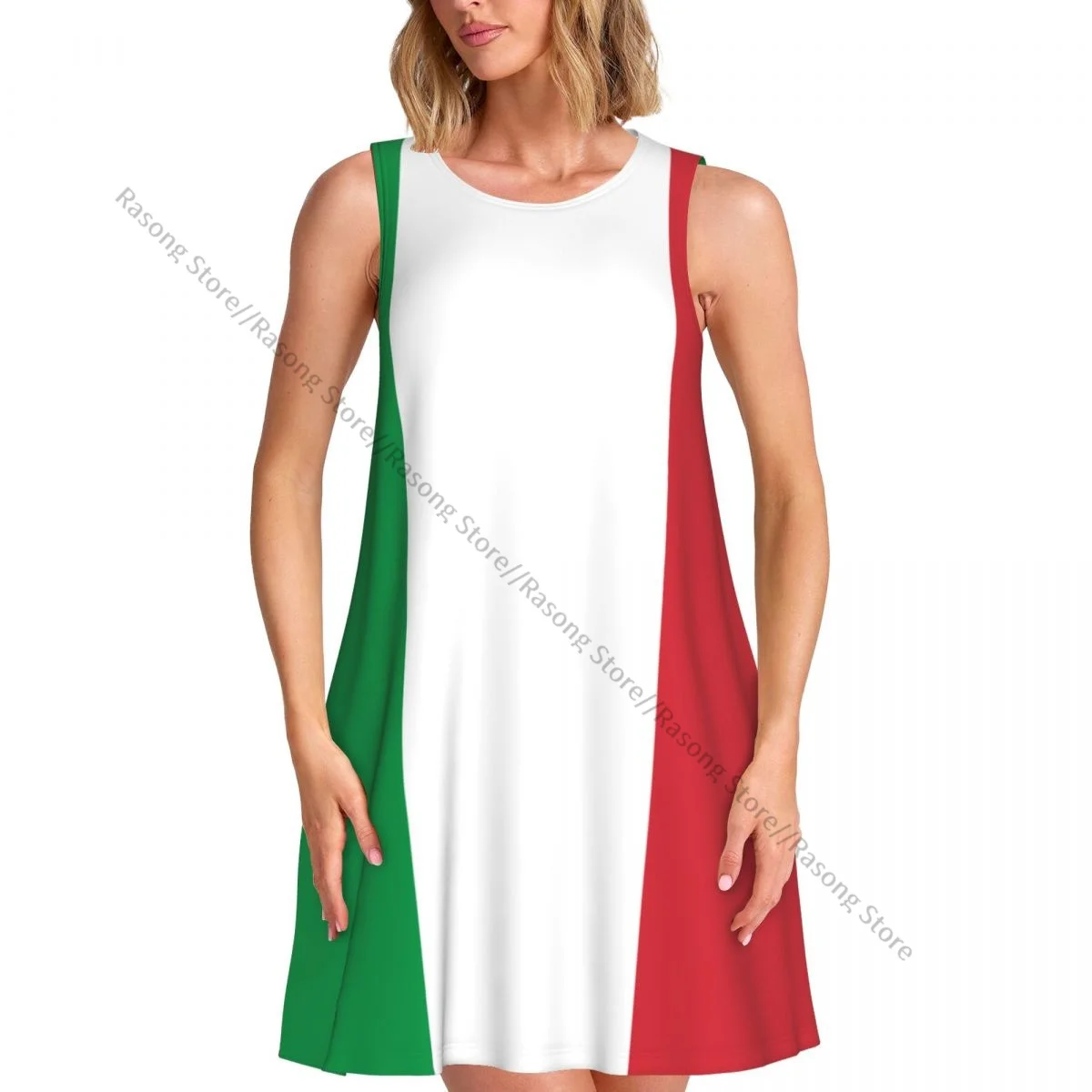 ชุดสตรีฤดูร้อนชุดลําลองเสื้อยืดชายหาดปกคลุมธงอิตาลีชุดถัง