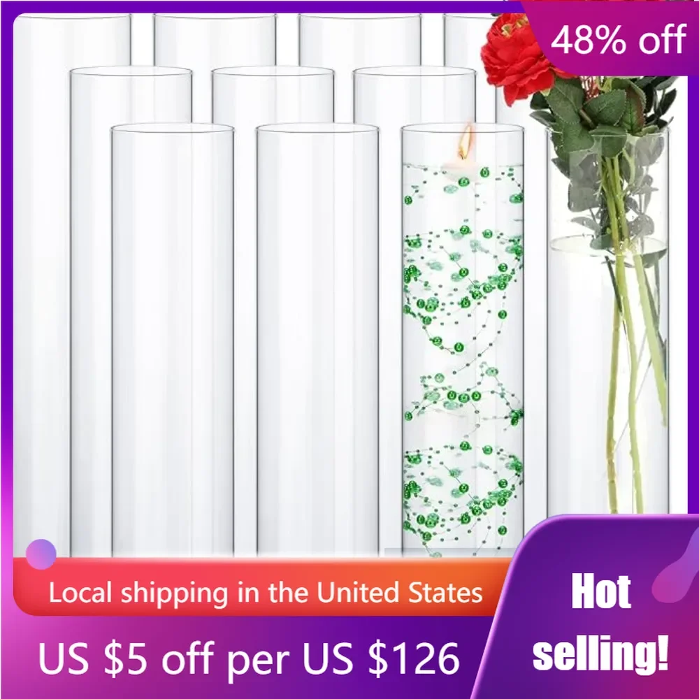 12 Pack Glass Cylinder Vases Clear Flower Vase for Home Wedding Decorations Formal Dinners 18 Inch Tall Floating Candle Vases