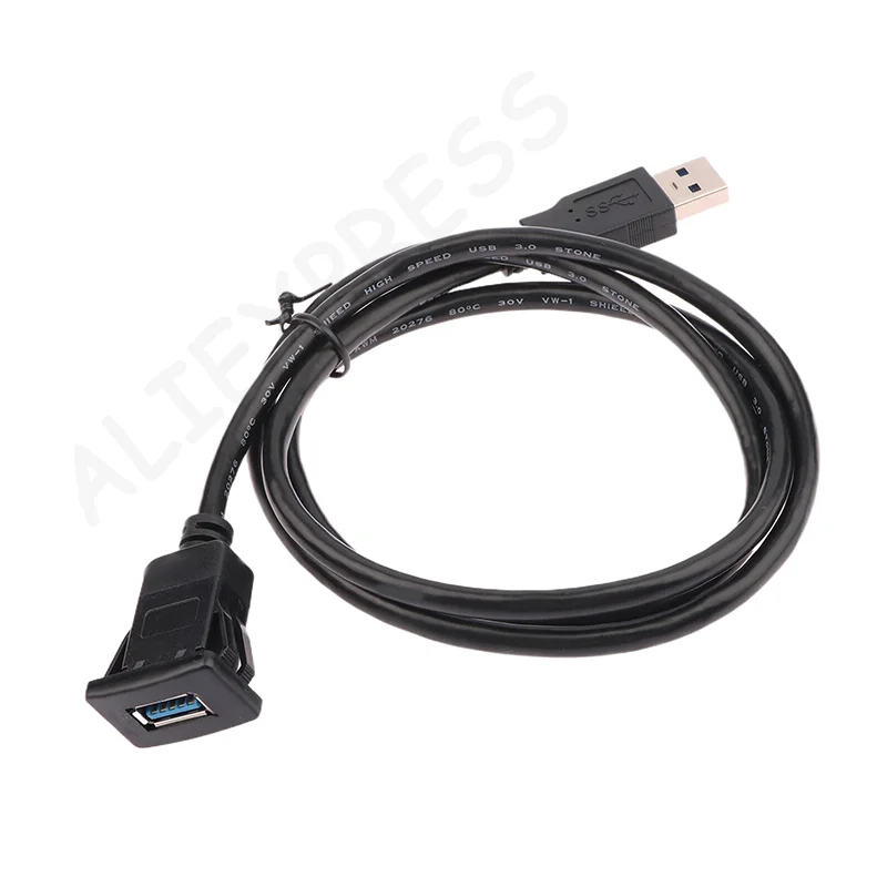 

New1Pc USB 3.0 Panel Flush Mount Extension Cable With Buckle For Car Truck Boat Motorcycle Dashboard