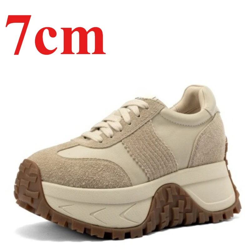 

Уличная повседневная спортивная обувь для женщин, тренировочная обувь в стиле ретро на платформе 7 см, универсальные кроссовки, увеличивающие рост, обувь на толстой подошве