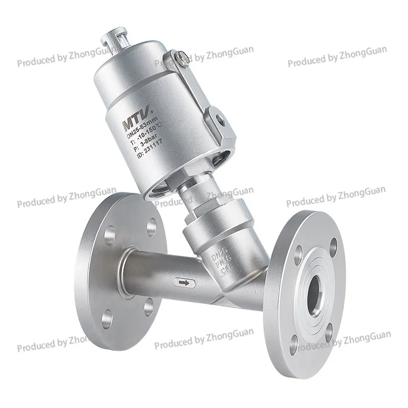 304 Stainless  Pneumatic Angle Seat Valve Y-Type Thread Thread Internal Thread Angle Steam High Temperature Pneumatic Valve