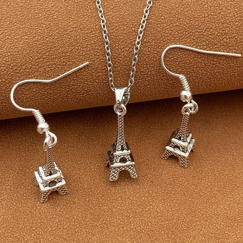 3 قطعة/المجموعة برج ايفل باريس القرط قلادة مجموعة #3