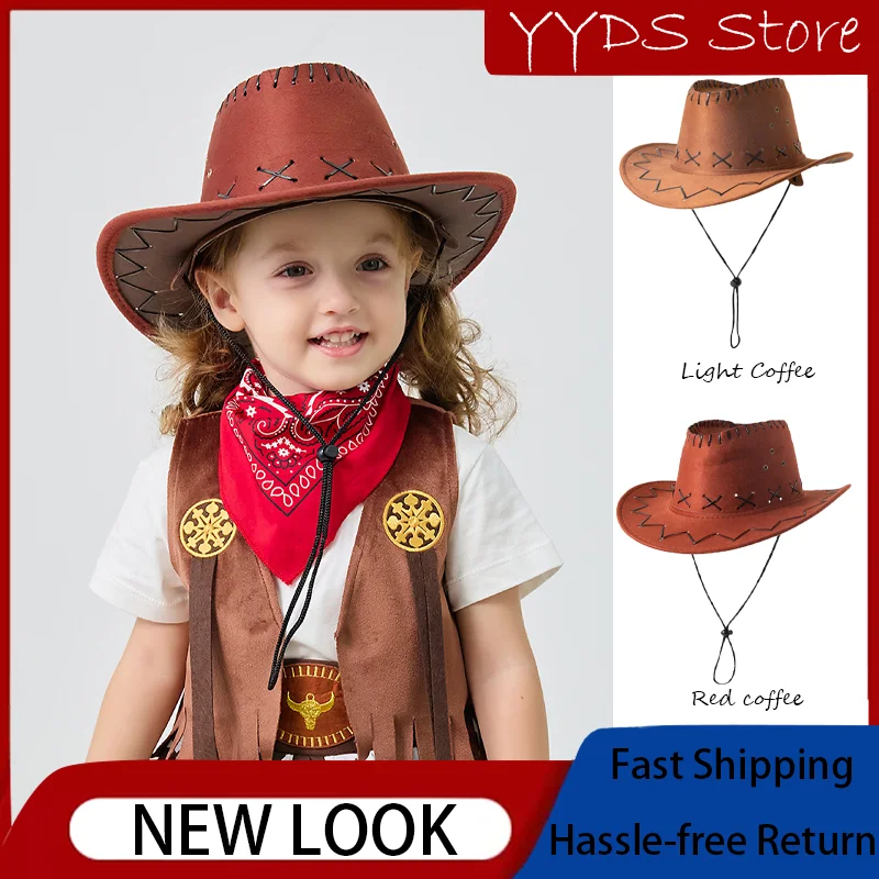 

Kids' Thickened Western Cowboy Role - Play Hats: Wide - Brimmed, with Authentic Cowboy Style for Sun Protection in Family Outing