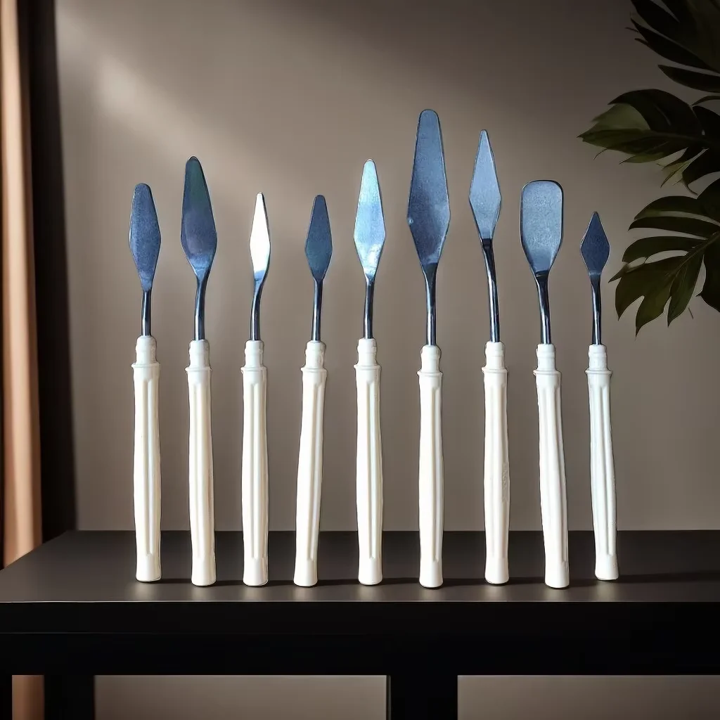 9Pcs Stainless Steel Single Oil Painting Scraper, Palette Knife for Students, Acrylic Canvas Art Tool