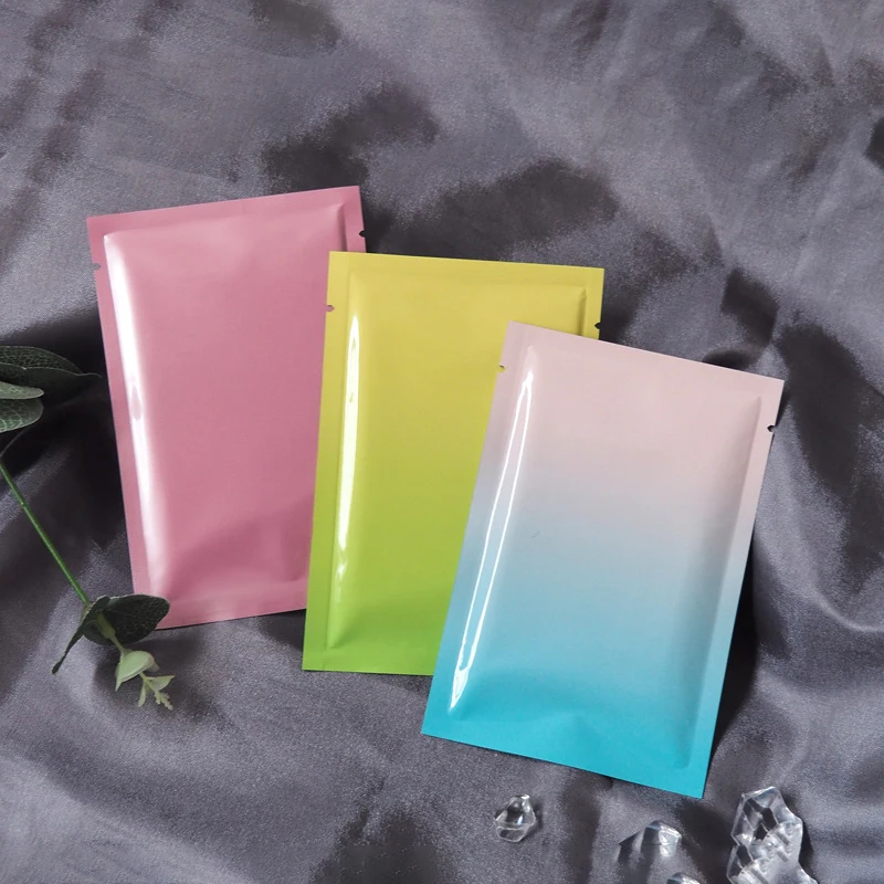 TETP 100Pcs Kleine Farbige Aluminium Film Top Open Tasche Wärme Dichtung Pulver Candy Tee Flüssigkeit Verpackung Lagerung Favors Großhandel