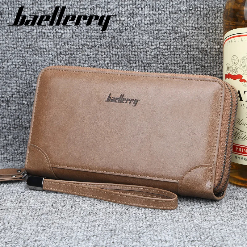 

Baellerry New Men Wallets Double Zipper Handbags Phone Bag Luxury Male Purses Big Capacity Card Holder Brand Mens Clutch Wallet