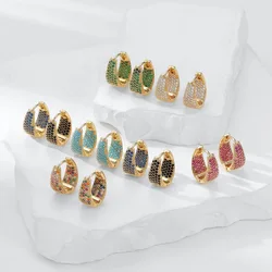 Colorful zircon earrings, fashionable and exquisite golden earrings U-shaped design jewelry colored stone jewelry Christmas gift