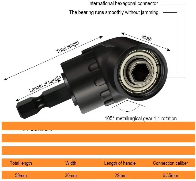 3 Tác Động Ổ Cắm Bộ Adapter 360 ° Xoay Được Chuôi Lục Giác Driver Ổ Cắm 1/4 "3/8" 1/2 "máy Khoan 105 ° Góc Mũi Adapter