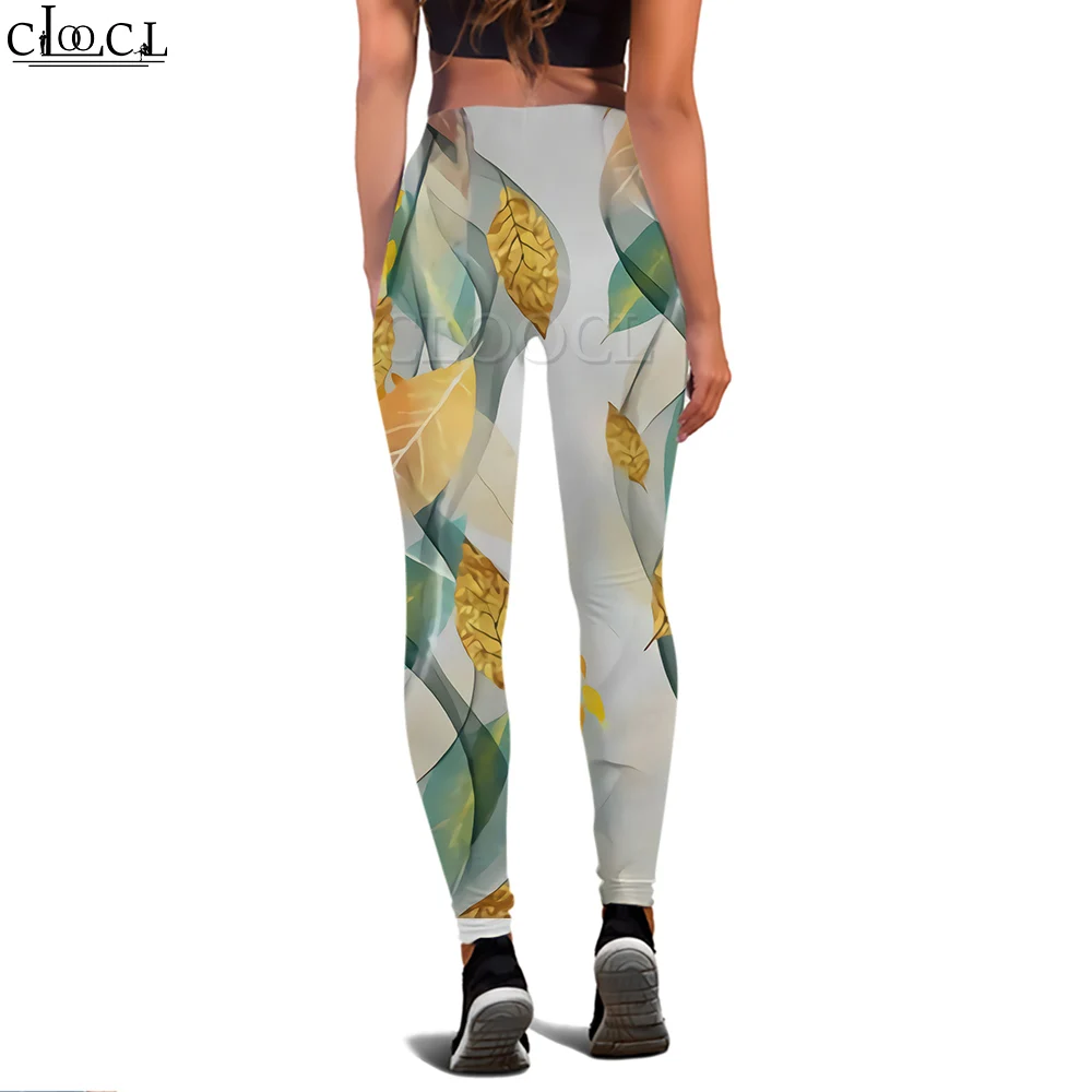 CLOOCL Leggings da donna Foglie verdi Pantaloni stampati in 3D Donna per allenamento all'aperto Pantaloni sportivi da allenamento in palestra Leggings da yoga Casual