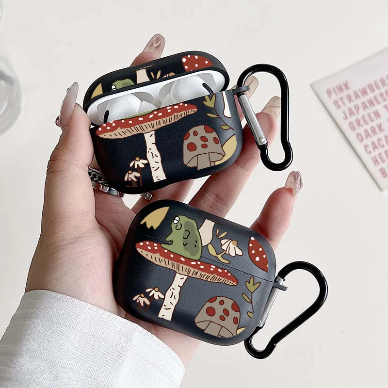 

Wireless Bluetooth Case for AirPods 1/2 3 4 Pro2 and Pro TPU Mushroom Animal Earphone Cover with Keychain Protector Cover