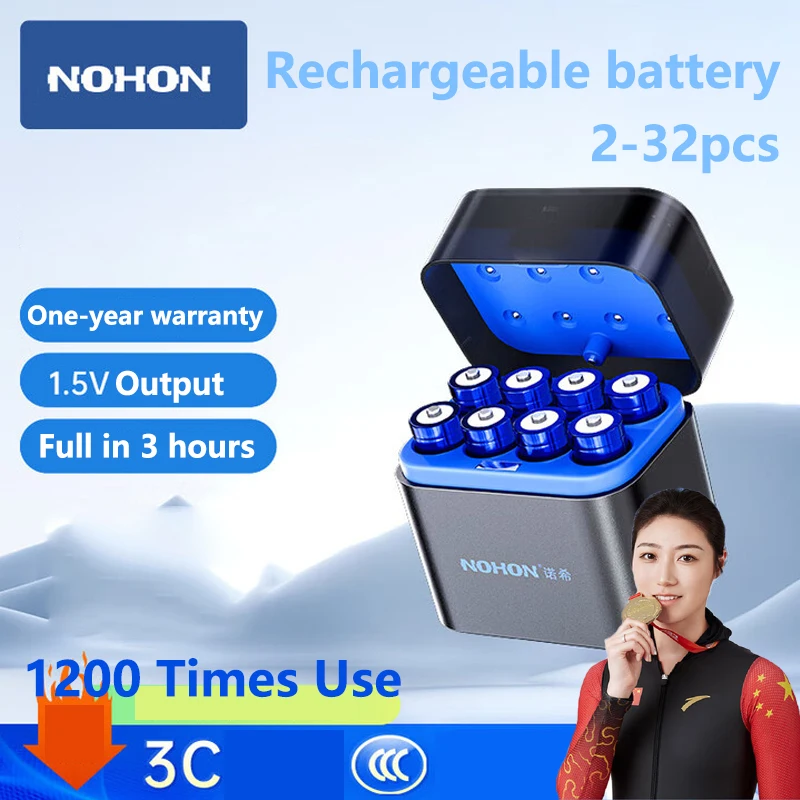 NOHON 3600mWh Original High Capacity AAA Battery 1.5V Li-ion Rechargeable AA Batteries For Electric Toys/LED Lights/Household