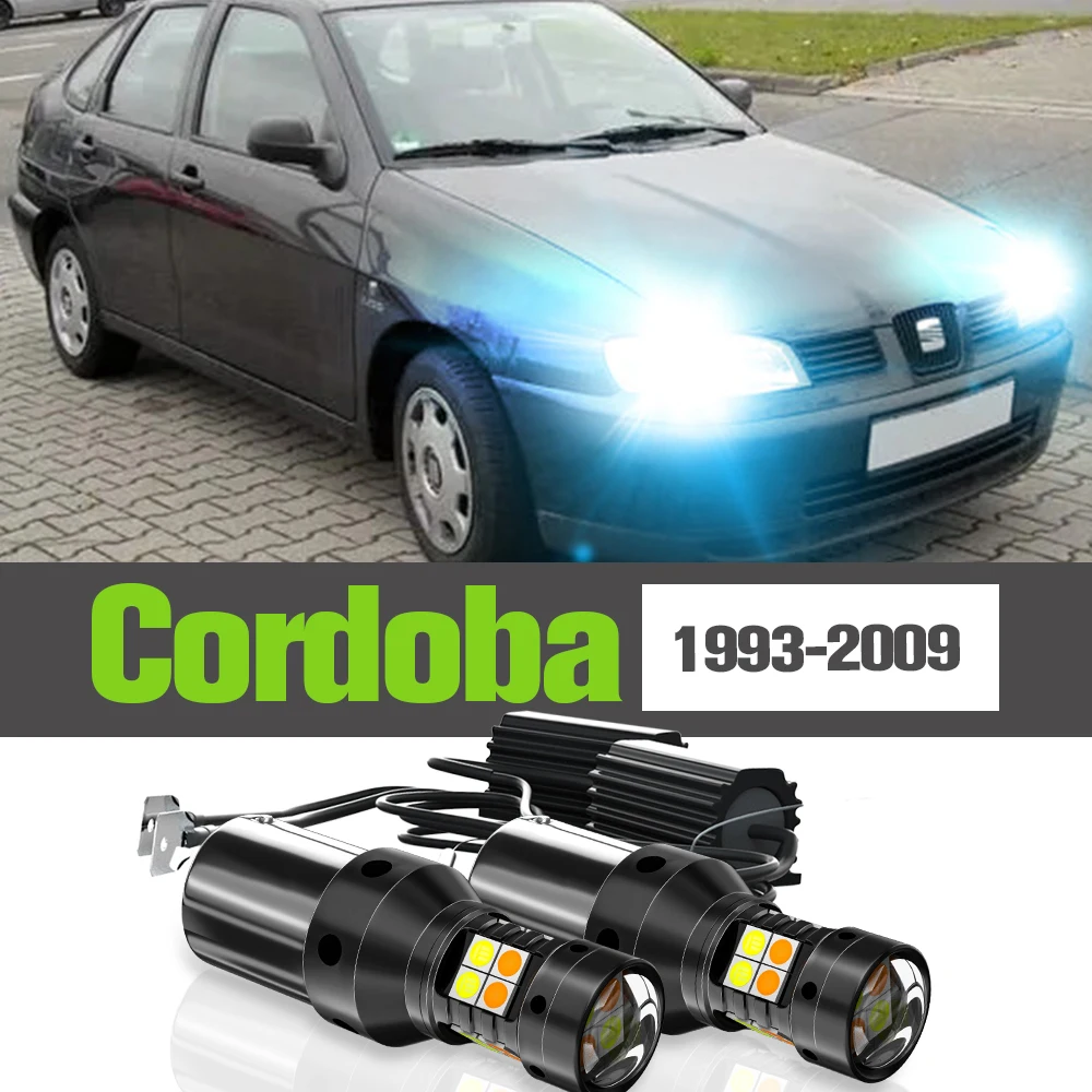 

2x LED Dual Mode Turn Signal+Daytime Running Light DRL Accessories Lamp For Seat Cordoba 6K 6L 1993-2009 2005 2006 2007 2008