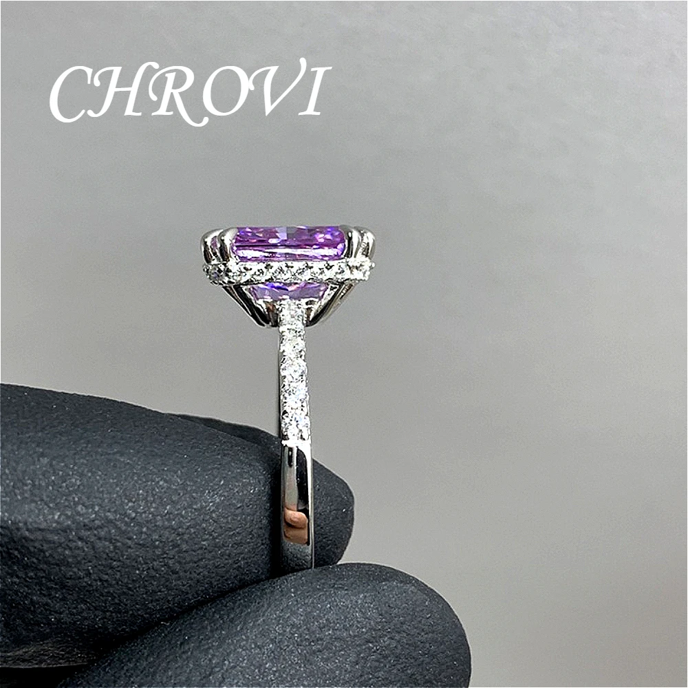 Luxuriöser 925 Funkelnder Eisflocken-Lithium-Eisen-Zirkon Offener Ring für Damen - Prinzessinnenförmiger Modischer Ring – Detail 3