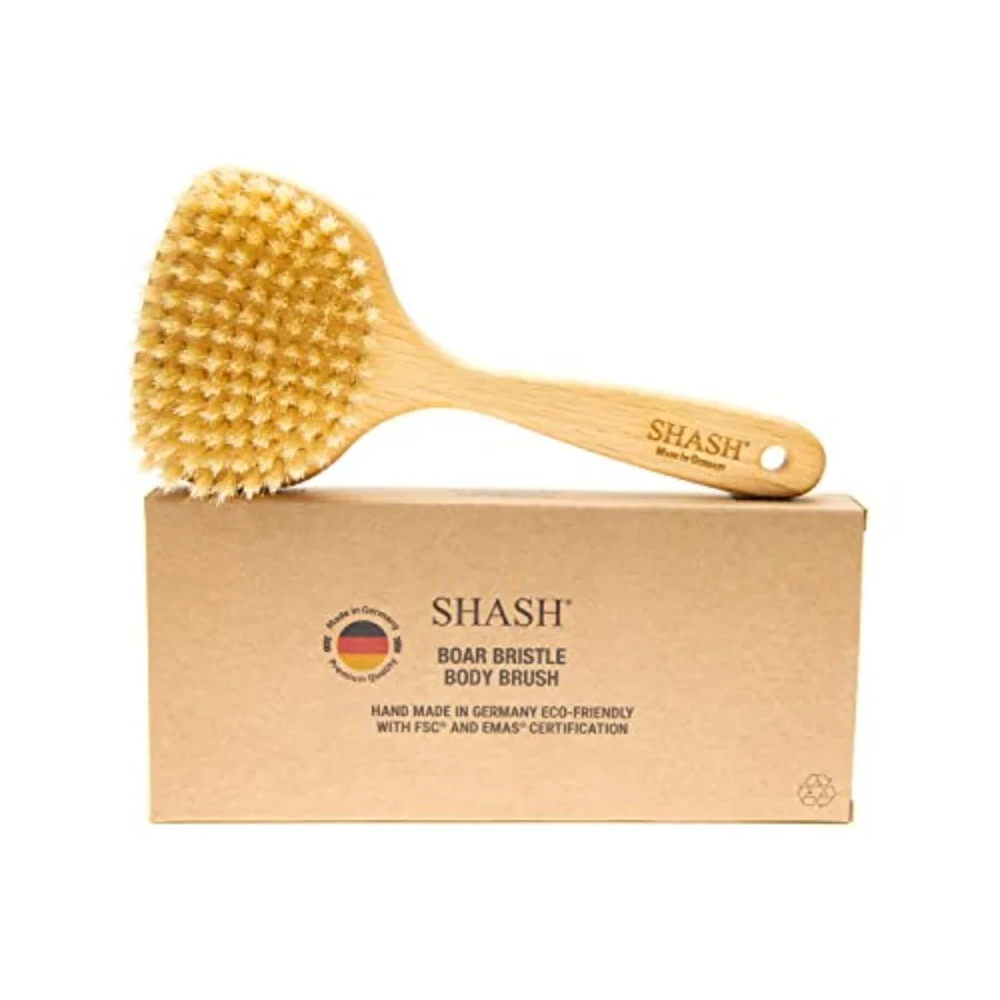 

Dry Brush Body Scrubber 100 Boar Bristle Smooth Hand Made in Germany for Gentle Exfoliation Promotes Circulation Healthy Glow S