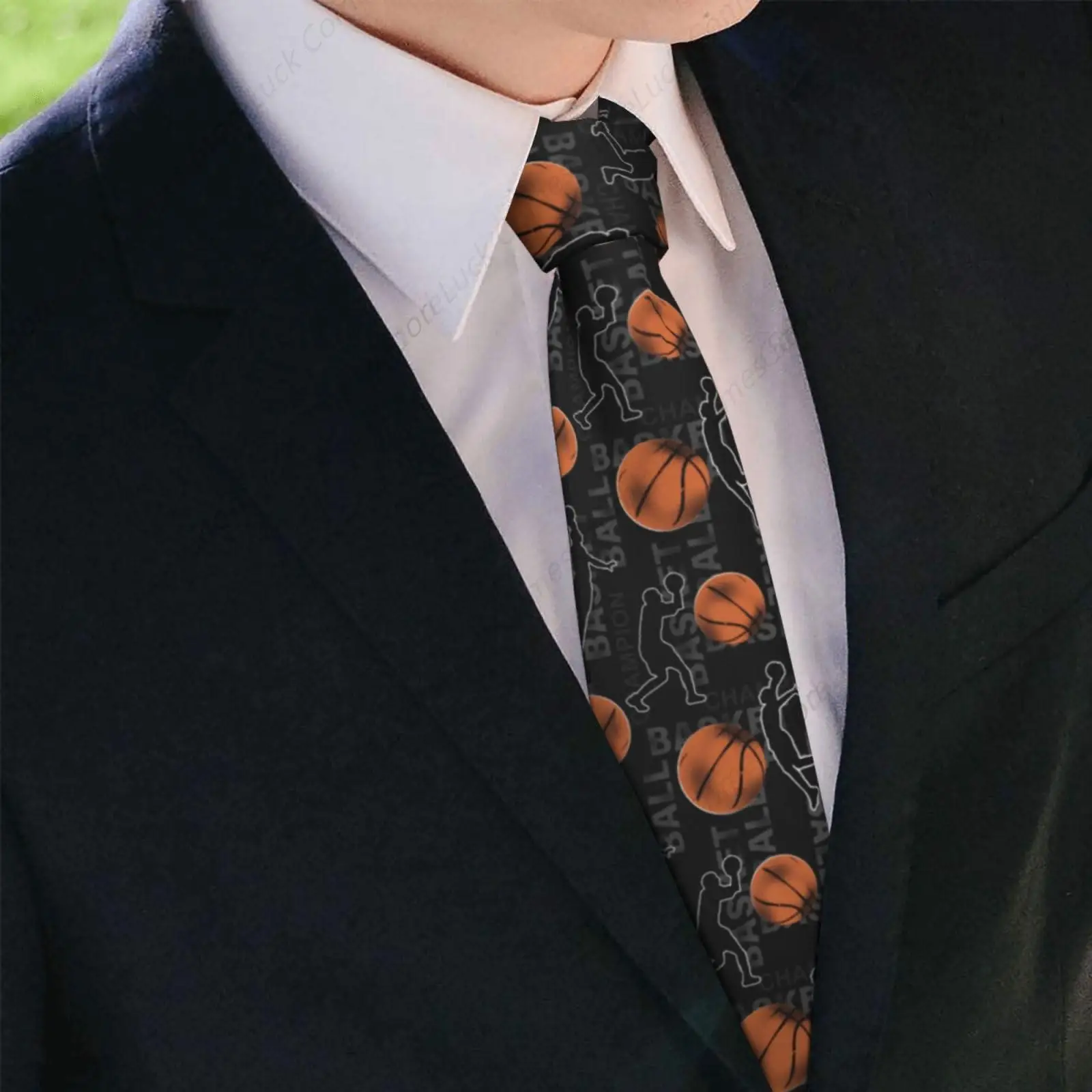 Orange Basketball Player Sport Men'S Novelty Tie Necktie Neckties For Mens Wedding Party Work Casual Holiday Party Gifts