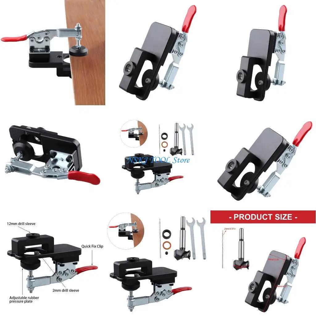 L8RC Professional 35mm Hinge Boring Jig Hole Opener Template Woodworking Hole Drilling Guide Locator with Fixture Enduring