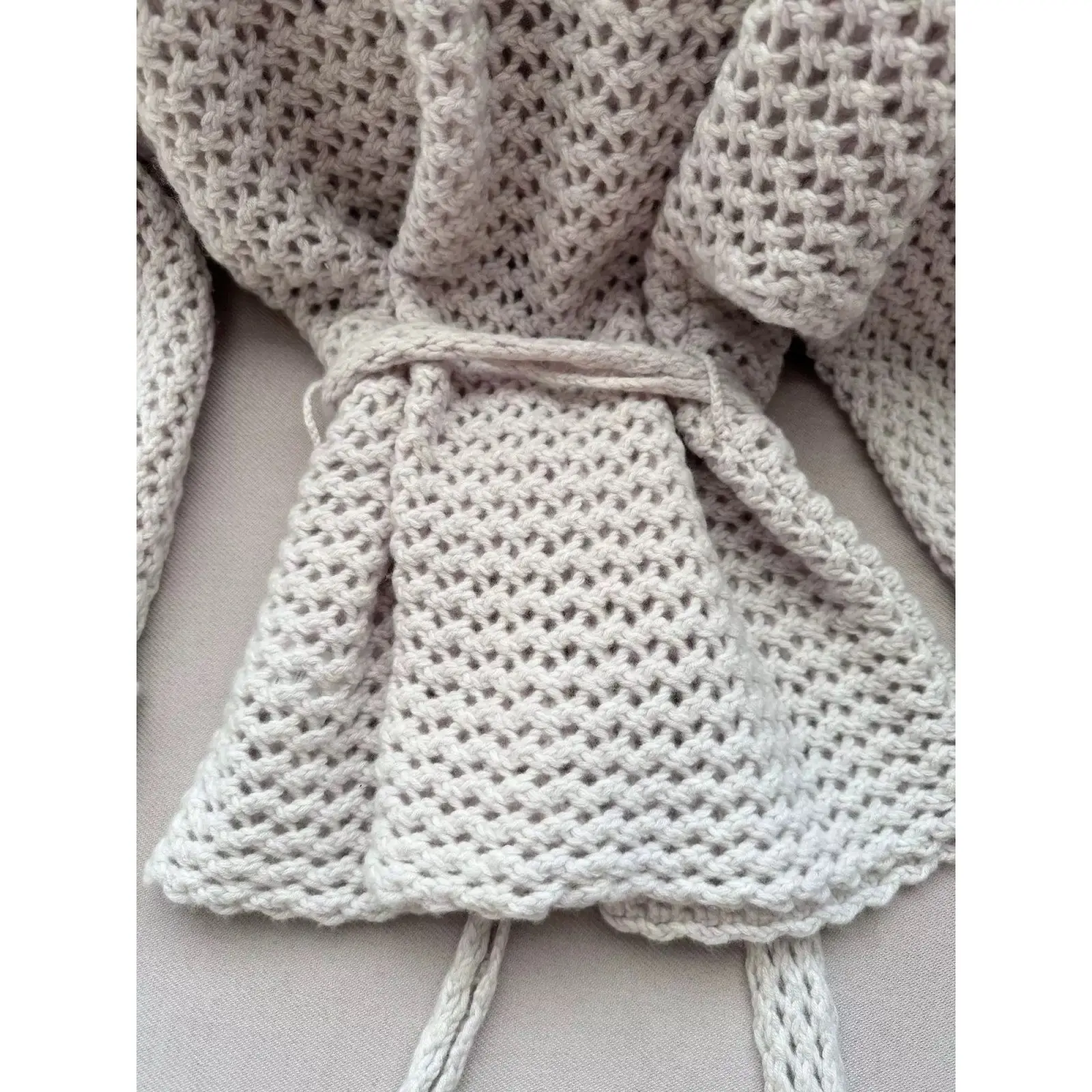 Kimutomo Korean Hollow Out Knitted Cardigan Women Long Sleeve Loose Waist Cinching Spring Autumn Sun Protection Cover Up Top