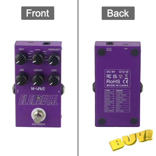 Imagen 2 del producto Pedal de Guitarra con Retardo Digital Elemental M-VAVE, 9 Efectos de Amplificador Vintage, Ecualizador de 3 Bandas, True Bypass con Modo Profesional TAP/HOLD