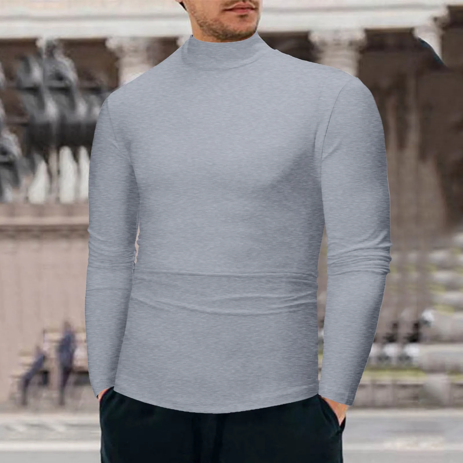 Uomo Slim Top autunno inverno dolcevita manica lunga Slim Pullover sotto la camicia camicetta Top di buona qualità primavera autunno Pullover Top