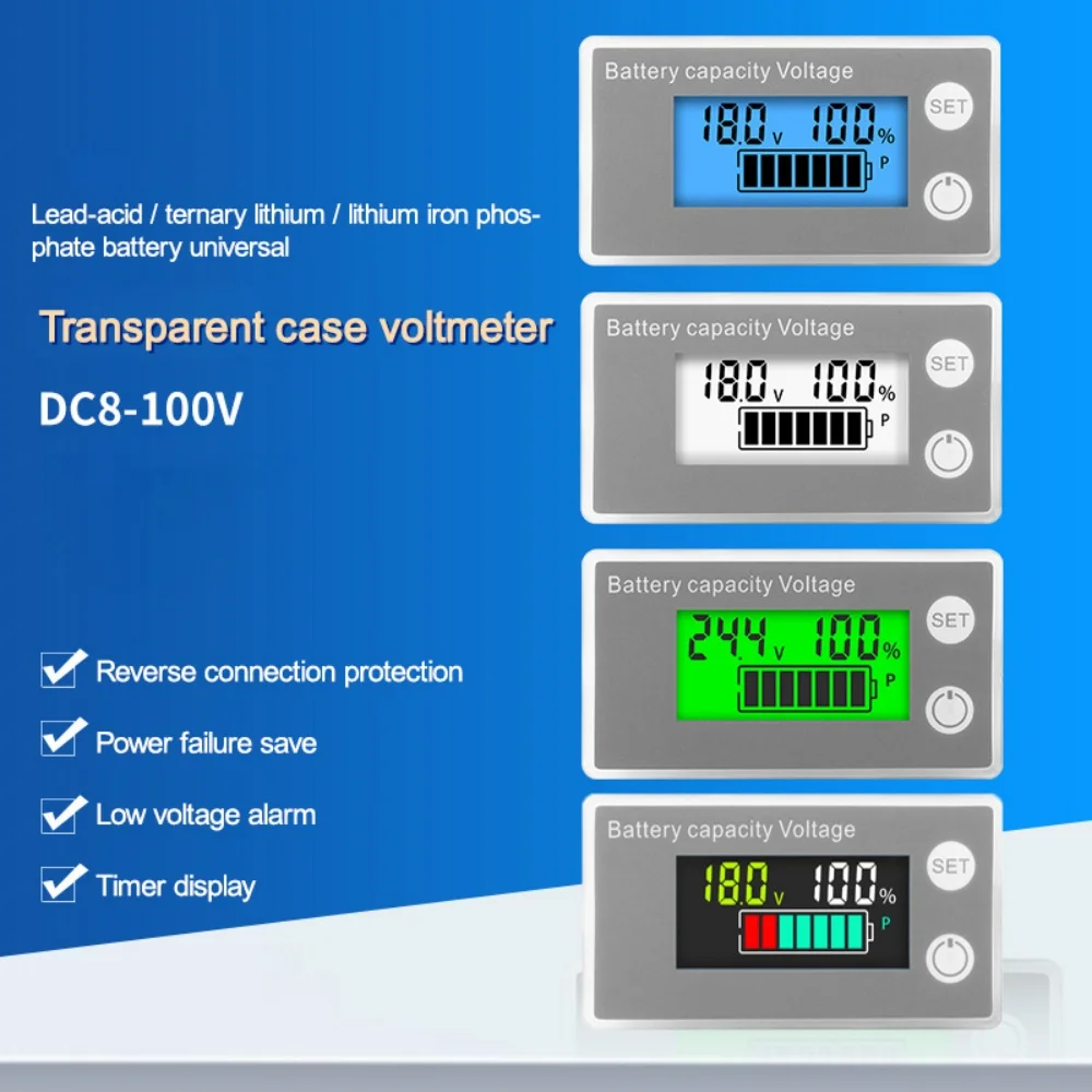 DC 8-100V LCD Digital Voltage Meter Battery Capacity Indicator 6133A 12V, 36V, 48V, 60V, 72V, 84V