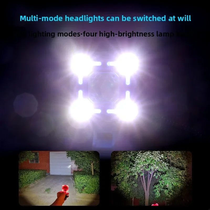 Conjunto de aviso à prova de chuva para passeio noturno de bicicleta LED, acessórios de equitação Luzes de mountain bike Carregamento USB, luzes de buzina, bicicleta de estrada