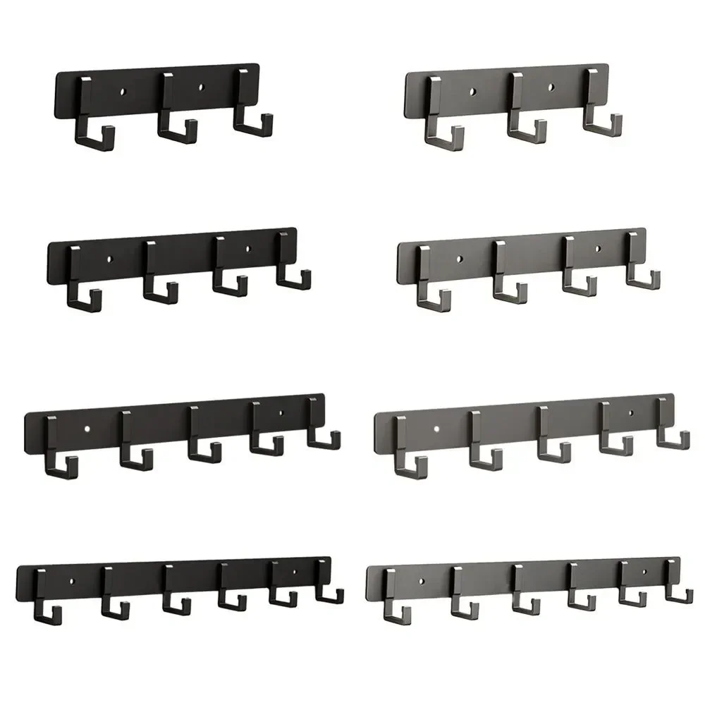 

Hooks Door Living Aluminum Bathroom Towel Black 3/4/5/6 Hook Wall Room Grey Mount Hook Hanger Door Wall Clothes Hook