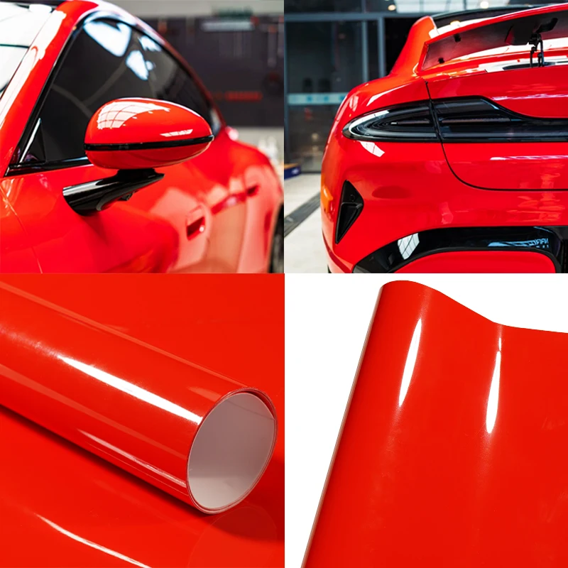 

PET 30/50CM Crystal For Ferrari Red Color Changing Film Vinyl Wrapped Premium Paint Replacement Film Roll For 488/ 812 /599 /F8