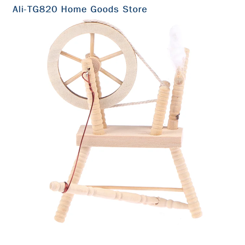 

[TG820]1/12 Dollhouse Miniature Wooden Spinning Wheel Model Furniture Accessories Toys