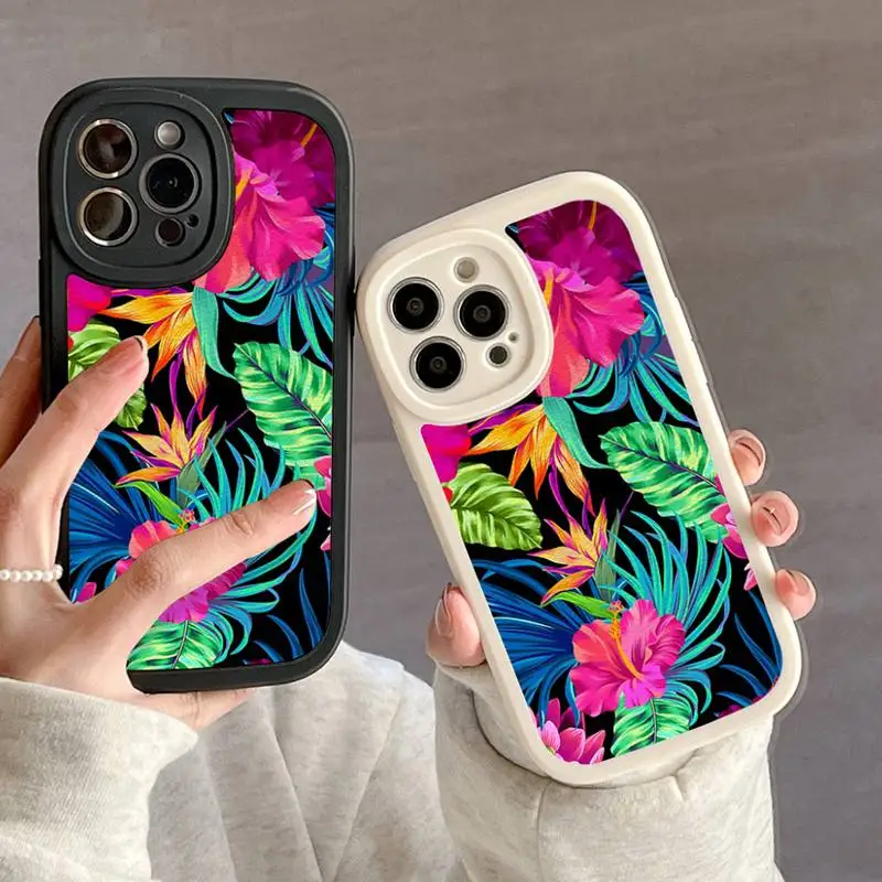 Drive You Mad Hibiscus Pattern Phone Case For IPhone 11 12 13 14 15 Plus Pro Max PU Leather Silicon Soft Cover