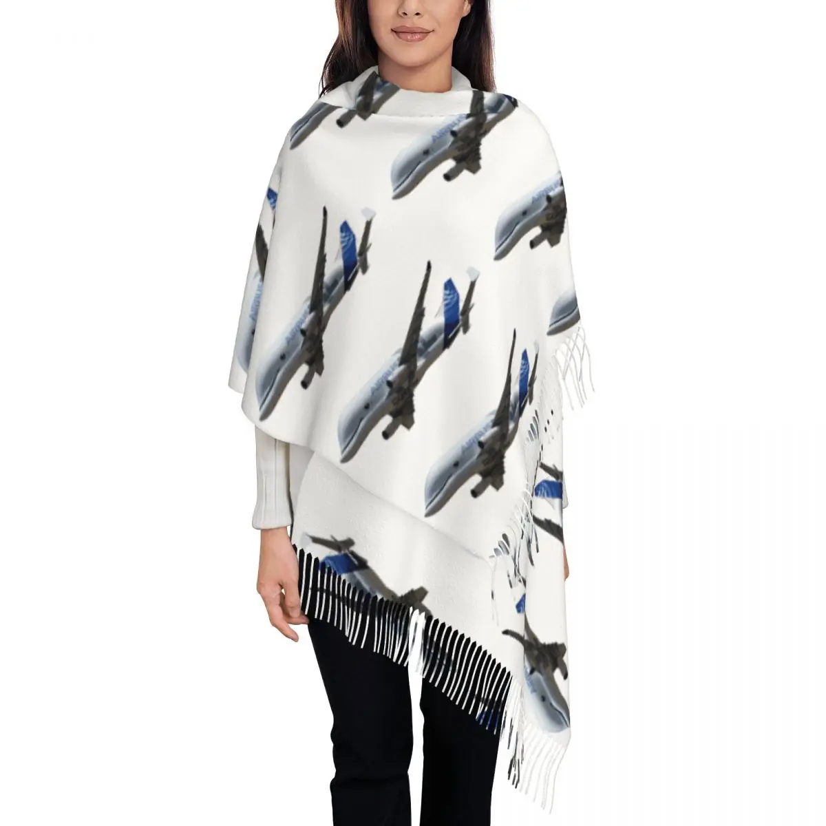 

Airbus Beluga Scarf Tassel Scarves Women Soft Warm Shawls and Wraps Long Fall Winter Shawl Wrap