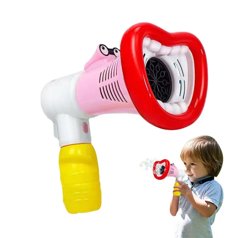 Macchina per bolle per bambini Macchina per bolle elettrica a bocca grande Macchina portatile da spiaggia portatile a 10 fori per divertimento in giardino per ragazzi e ragazze nel cortile